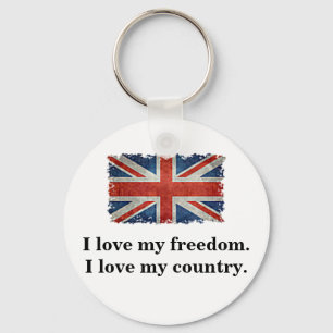 Nyckelring - Union Jack Flagga with Patriotic Slog