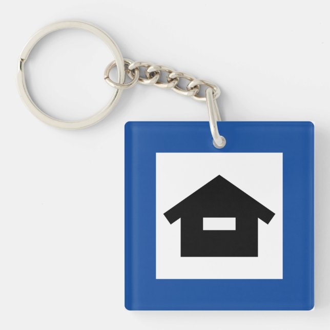 Nyckelring Vägmärke Hus Stuga (Framsidan)