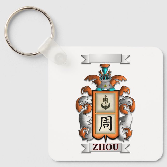 Nyckelring Zhou Efternamn Och Sköld (Framsida)