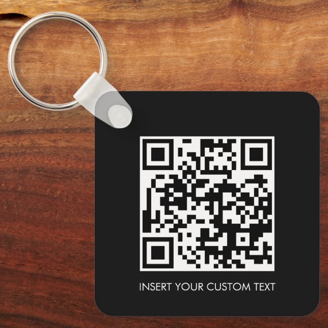 Nyckelringar Anpassad QR-kod Modern Svart Design (Framsida)