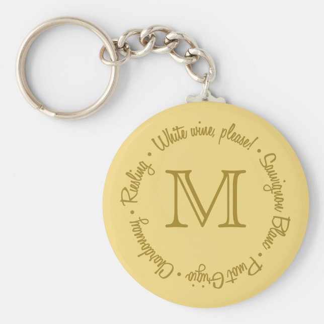 Nyckelringar av vit Vin anpassningsbar, monogram (Framsidan)