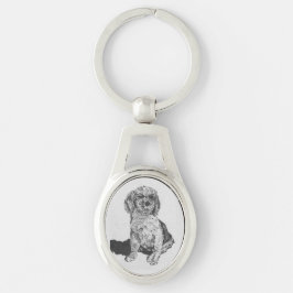 Nyckelringar: Cocker Spanska Ovalt Silverfärgad Nyckelring