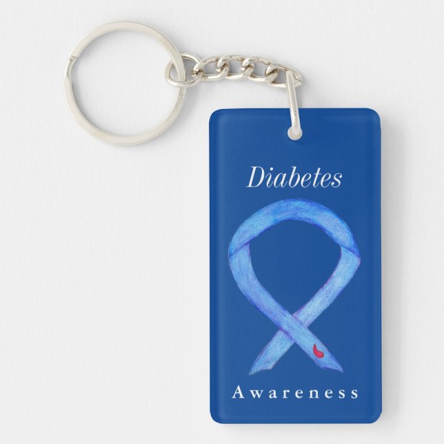 Nyckelringar för diabetesmedvetenhet Ribbon Anpass (Framsidan)