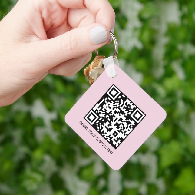 Nyckelringar Modern Minimal QR-kod Anpassad Text (Hand)