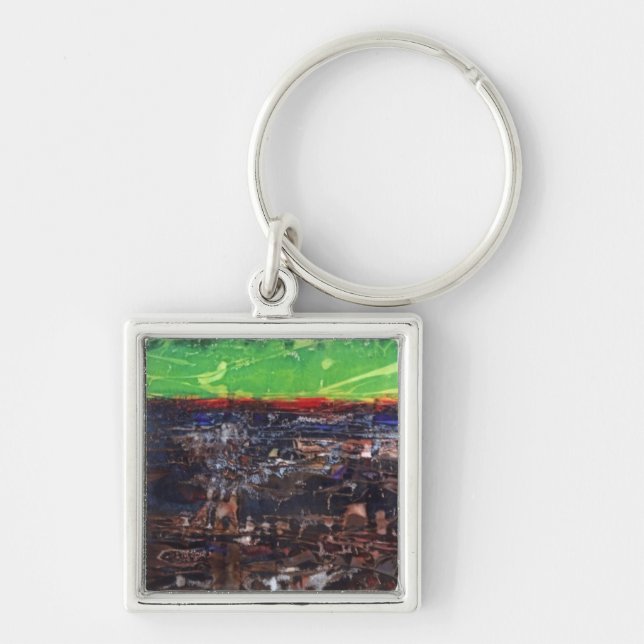Nyckelringen abstrakt Art Fyrkantig Silverfärgad Nyckelring (Framsidan)