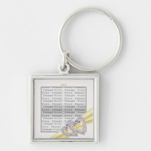 Nyckelringen anpassningsbar Hearts Lemon Ribbon Fyrkantig Silverfärgad Nyckelring