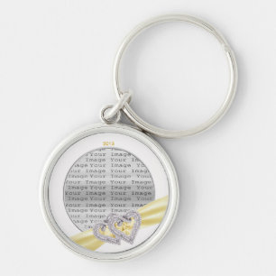 Nyckelringen anpassningsbar Hearts Lemon Ribbon Rund Silverfärgad Nyckelring