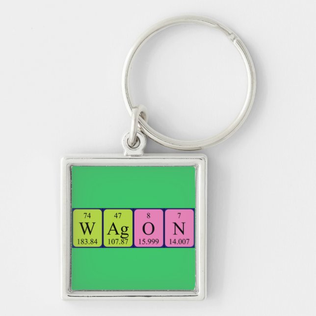 Nyckelringen bord vid Vagnen Fyrkantig Silverfärgad Nyckelring (Framsidan)