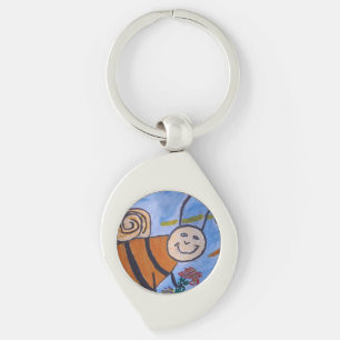 Nyckelringen Cute honey Bee Metall Swirl Silverfärgad Nyckelring