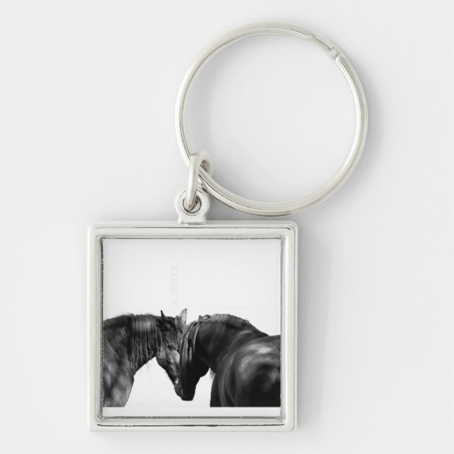 Nyckelringen Fine Art Equine PhotographyPewter Fyrkantig Silverfärgad Nyckelring (Framsidan)