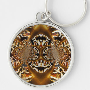 Nyckelringen Fractal Art Flames Rund Silverfärgad Nyckelring
