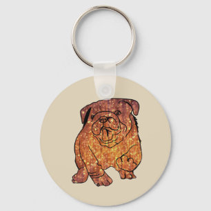 Nyckelringen fransk Bulldog Art Basic-knapp Nyckelring