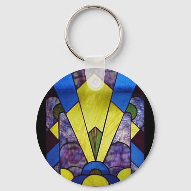 Nyckelringen Glass_Art Deco för fastsatt glas Nyckelring (Framsida)