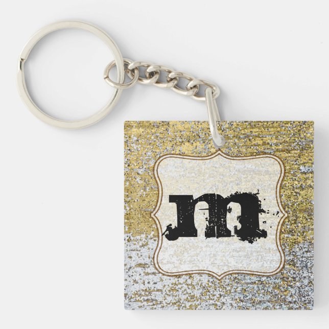 Nyckelringen guld och Silver Grunge Glitter (Framsidan)