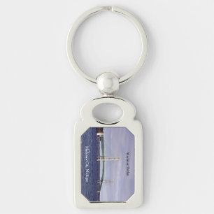 Nyckelringen Mackinac Bridge Mackinaw City metall Rektangulärt Silverfärgad Nyckelring