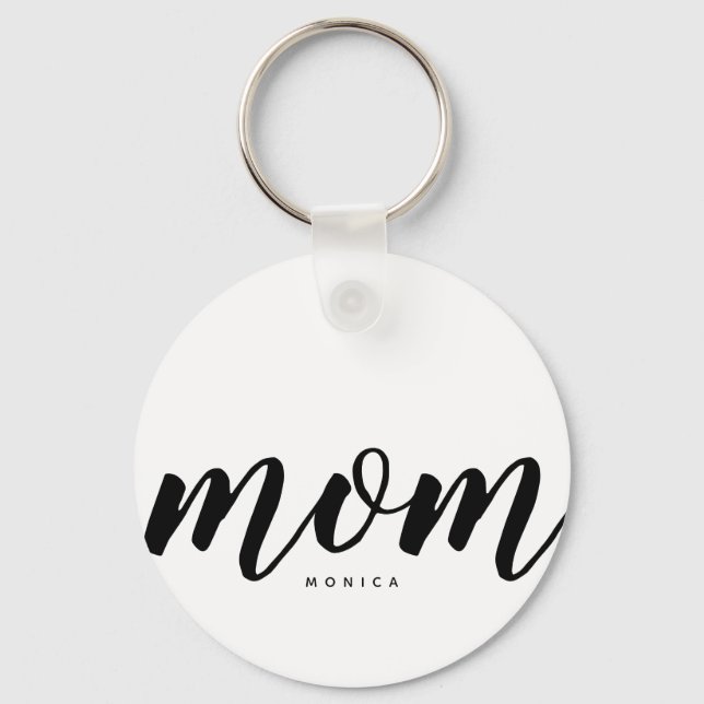 Nyckelringen Mamma Black & White Minimalist Button Nyckelring (Framsida)
