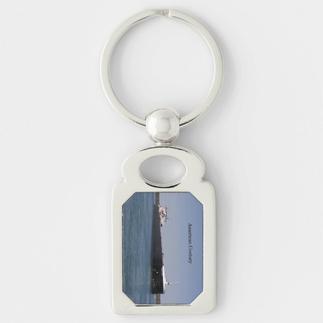 Nyckelringen metall i det amerikanska centret rektangulärt silverfärgad nyckelring (Framsidan)