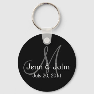 Nyckelringen Monogram Bröllop Bride Groom Date Bla Nyckelring