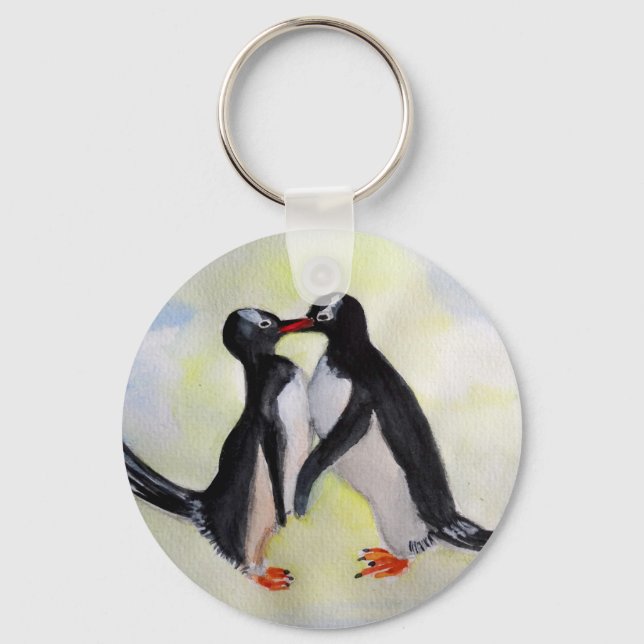 Nyckelringen Penguins Kärlek Button Nyckelring (Framsida)