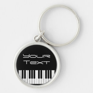 Nyckelringen Piano Tangentbord Rund Silverfärgad Nyckelring