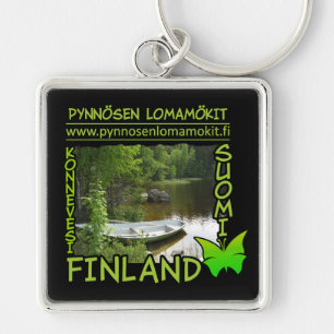 Nyckelringen Pynnösen Lomamökit Fyrkantig Silverfärgad Nyckelring
