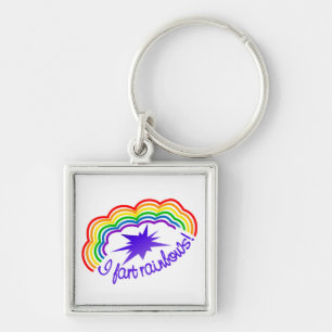 Nyckelringen Rainbow Farts Fyrkantig Silverfärgad Nyckelring