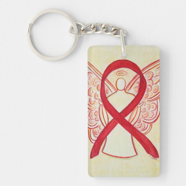 Nyckelringen Red Awareness Ribbon Angel (Framsidan)