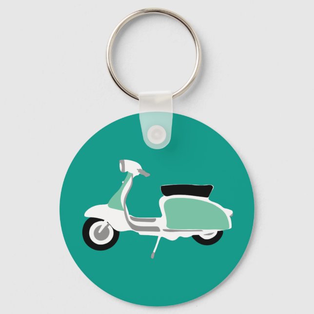 Nyckelringen Retro Scooter Round Teal Nyckelring (Framsida)