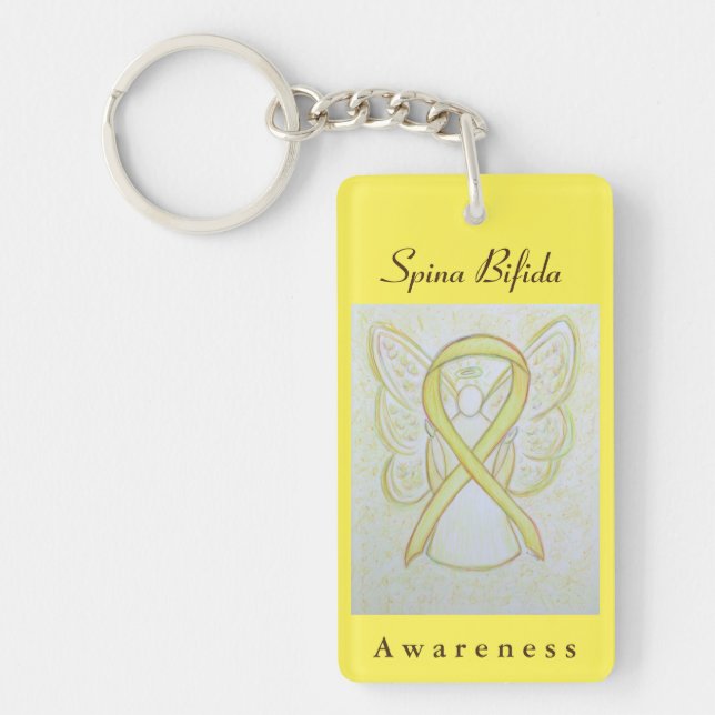 Nyckelringen Ribbon Angel för  av Spina Bifida Awa (Framsidan)