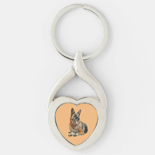 Nyckelringen Shepherd Heart i Tyskland Twisted Heart Silverfärgad Nyckelring