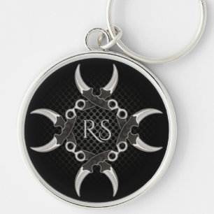 Nyckelringen vass Kant monogrammed böjda blad Rund Silverfärgad Nyckelring