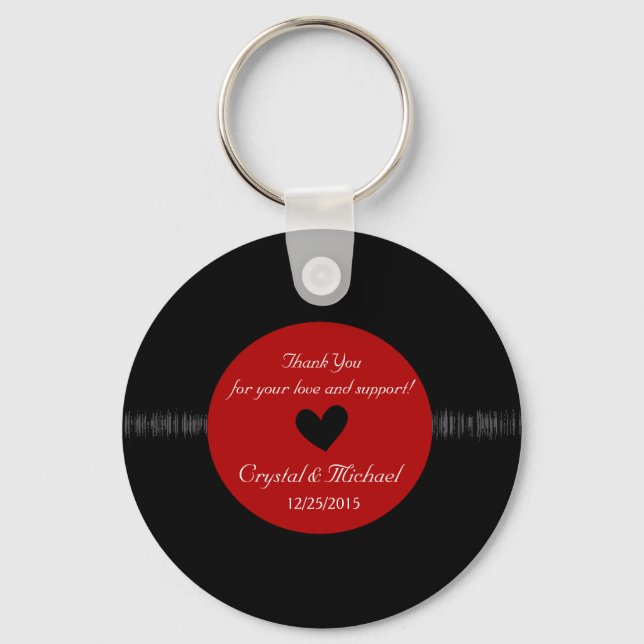 Nyckelringen Vinyl Record Wedding Favor Personlig Nyckelring (Framsida)