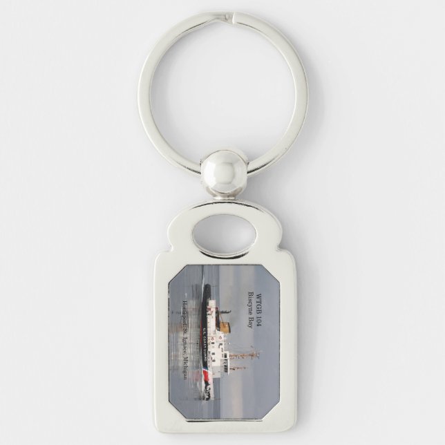 Nyckelringen WTGB 104 Biscyne Bay metall Rektangulärt Silverfärgad Nyckelring (Framsidan)