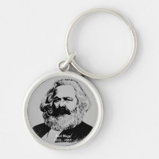 Nyckelrings rond premium Karl Marx Rund Silverfärgad Nyckelring