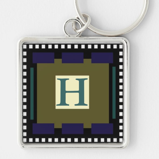 Nyckelruta Fyrkantig Silverfärgad Nyckelring (Framsidan)