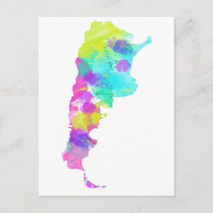 Nyckfull akvarell Argentina karta Vykort
