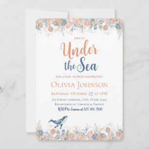 Nyckfull akvarell under havet - baby shower inbjudningar