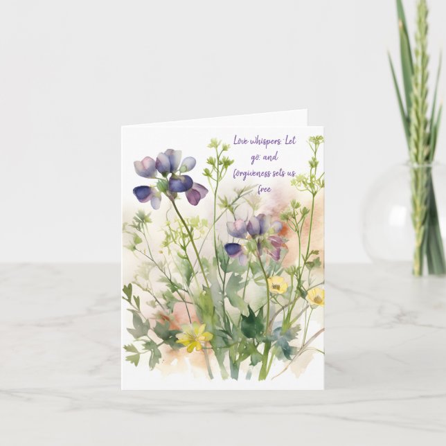 Nyckfull akvarell vårblandning blommor ljust dag kort (Framsida)
