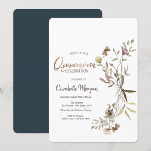 Nyckfull akvarell Vildblomma Quinceañera Inbjudningar