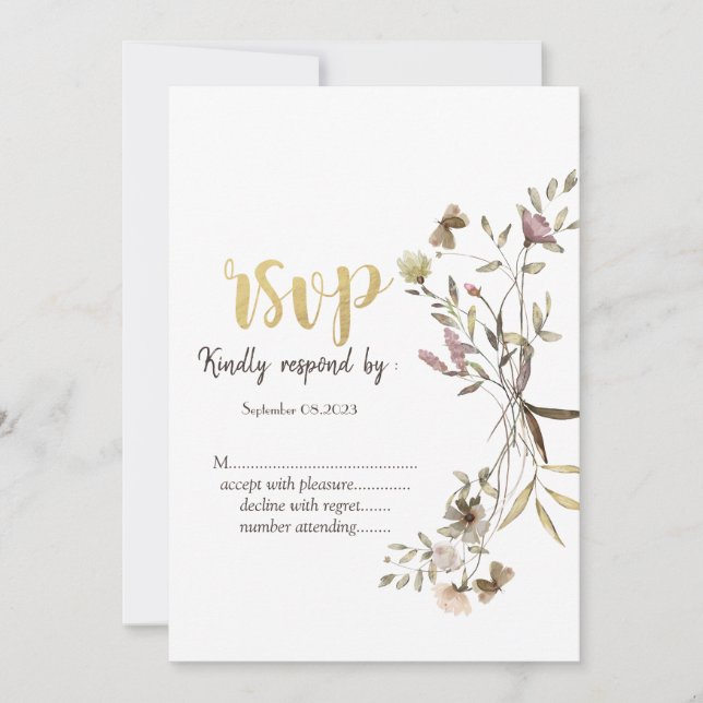Nyckfull akvarell Vildblommäng RSVP Inbjudningar (Framsida)