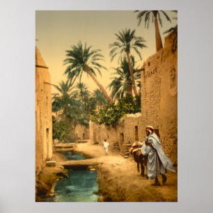 Nyckfull återgivande av den Biskra Algeriet Poster