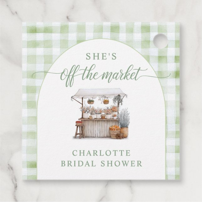 Nyckfull Av Marknadens Bonde Bröllopsfestival Gåvor Etiketter (Baksida)