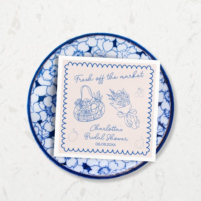 Nyckfull Av Marktiden Handritad Bröllopsdusch Pappersservett (Whimsical Off The Market Hand Drawn Bridal Shower Napkins)