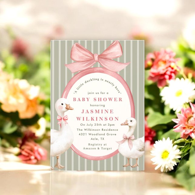 Nyckfull båge Ankor Barnkalas med QR-kod rsvp Inbjudningar (Skapare uppladdad)