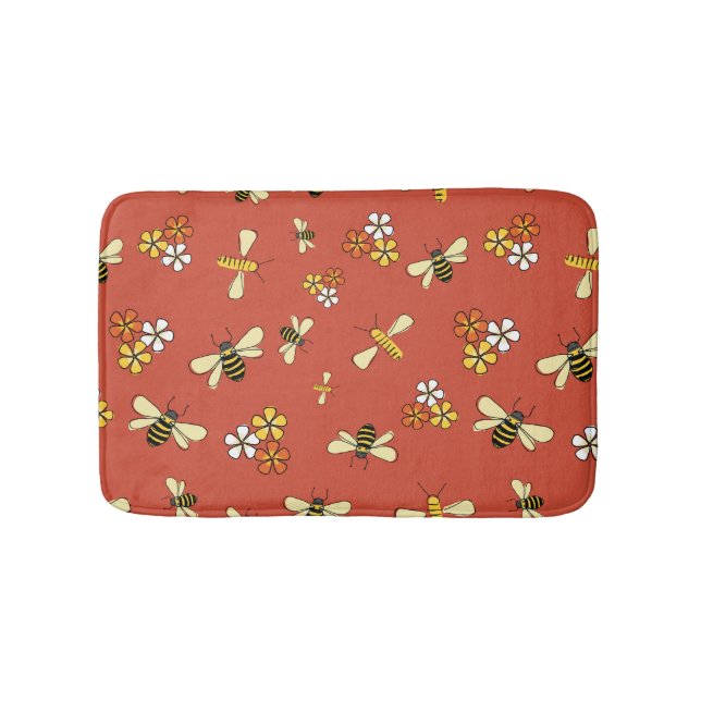 Nyckfull bin och vilda blommor botanisk badrumsmat badrumsmatta (Framsidan)