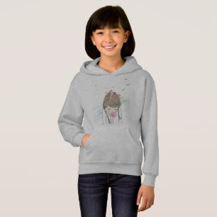 Nyckfull Björn på Cykel Flickors Hoodie - Kul T Shirt