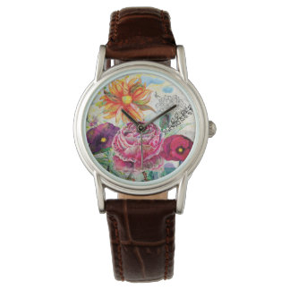 Nyckfull blandteknisk collagekonst armbandsur