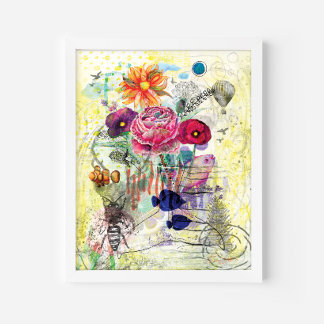 Nyckfull blandteknisk collagekonst poster