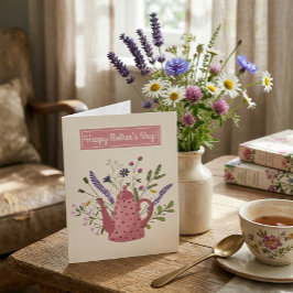 Nyckfull blomkruka för te Lycklig mors dag hälsnin Helgkort