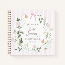 Nyckfull blommande blomster Baby Shower Gästbok